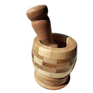 Ensemble mortier et pilon en bois fait main, capacité 300 ml, qualité supérieure, pour herbes, épices, ail, poivre, gingembre, outil durable pour aliments et herbes - Product Image 3