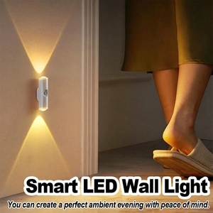 Wireless Magnetic Motion <b>Sensor</b> Rechargeable Small <b>LED</b> Wall <b>Light</b> B22 PVC Material-Moveable Night <b>Light</b> for Bedside Corridor - Product Image 1