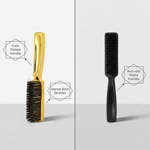 Brosse à cheveux professionnelle de haute qualité avec manche plaqué or et poils de sanglier doux pour le nettoyage des cheveux, accessoires pour salon de coiffure professionnel - Product Image 3