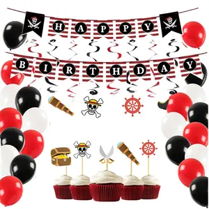 Pirate Party Supplies Kids Birthday Party Decorations with Pirate Happy Birthday Banner
