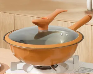 OEM Supplier Wholesale Without Coating Healthy Wok Pan Non-stick Kitchen Clay Woks