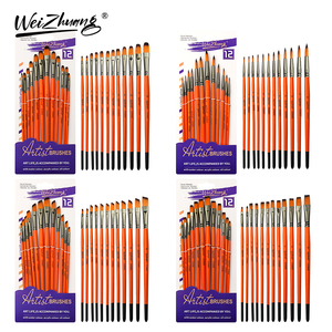 Set di pennelli per artisti di capelli in Nylon con pennelli per acquerello rotondo e piatto con manico in legno per dipinti d'arte - Product Image 4
