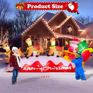 Trineo <span class=keywords><strong>de</strong></span> Santa Claus Personalizado <span class=keywords><strong>de</strong></span> Fábrica <span class=keywords><strong>de</strong></span> 10 Pies con 3 <span class=keywords><strong>Renos</strong></span>, <span class=keywords><strong>Adornos</strong></span> Inflables para Exterior para Regalo <span class=keywords><strong>de</strong></span> <span class=keywords><strong>Navidad</strong></span> y Decoración del Hogar - Product Image 3