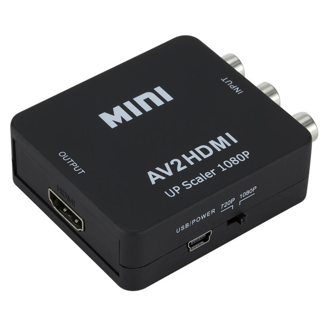 1080P AV2HD HD Video Converter Box RCA AV/CVSB L/R Video to HD Scaler Adapter Support NTSC PAL Audio Video Converter