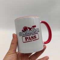 Mug en céramique vierge pour sublimation 11oz – Bord et anse colorés, logo personnalisé DIY, tasse à café et thé de qualité supérieure pour la publicité