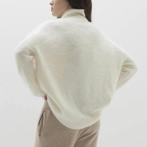 Pull en cachemire brossé 100% pur italien, luxe discret, tricoté sur mesure, col roulé, <span class=keywords><strong>laine</strong></span> et cachemire, pour femmes - Product Image 4