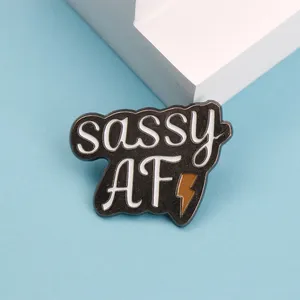 Slogan chữ Sassy AF men kim loại vui Lapel pins trâm cài Phù Hiệu Ba lô Phụ Kiện Bán Buôn Đồ trang sức quà tặng cho bạn bè - Product Image 2