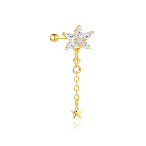 Trendy Gold Plated 925 <b>Sterling</b> <b>Silver</b> <b>Stud</b> <b>Earrings</b> with Zircon for Women Engagement Jewelry Daily Wear Wholesale - Product Image 3