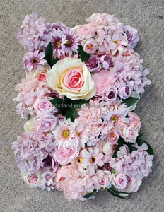 S 40*60cm rejilla <span class=keywords><strong>de</strong></span> plástico Base flor pared telón <span class=keywords><strong>de</strong></span> fondo 3D seda Artificial Rosa flor Panel para el hogar boda decoración suministros tienda venta - Product Image 6