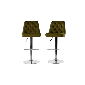 Tabourets de bar modernes rembourrés avec base chromée, hauteur réglable, dossier en velours, meubles pour la maison, le pub et la cuisine - Product Image 1