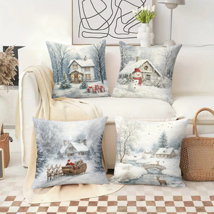 Noel köyü kar sahne atmak yastıklar süslemeleri rahat oturma odası tatil atmosferi - Product Image 2