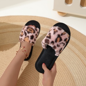 Open Toe Leopard Print Flip-Flops Soft EVA Lined Indoor Outdoor for Slippers Spring Autumn Winter Embroidered Anti-Slippery Fur - Product Image 5