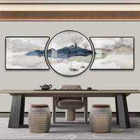 Nouveau chinois Zen paysage peinture ronde suspendue étude salon de thé club fond mur salon cristal porcelaine peinture ensemble