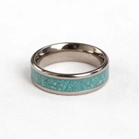 Nouvelle Bague Tendance en Carbure de Tungstène 8mm avec Incrustation de Turquoise Concassée, Ajustement Confortable, pour Hommes et Femmes, Idéale comme Alliance ou Bijou Quotidien, Cadeau