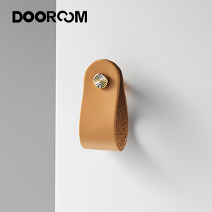 DOOROOM 현대 가구 세련된 가죽 손잡이 서랍 캐비닛 도어 가죽 황동 손잡이 - Product Image 4