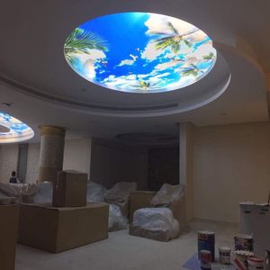 Decoratieve materialen akoestisch blauwe hemel witte wolken patroon plafond stretch dubbelwandig stof plafond - Product Image 3