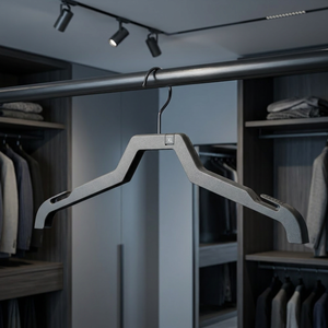 <span class=keywords><strong>Cintre</strong></span> à vêtements en plastique noir de 42 cm avec encoches antidérapantes, <span class=keywords><strong>cintre</strong></span> robuste pour costumes, idéal pour l'affichage en magasin, support OEM direct usine - Product Image 4