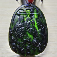 Pendentif authentique en jade noir et vert, motif carpe sautant et portail du dragon. Collier Tengda jaune en forme de serpent, design sûr et sain.
