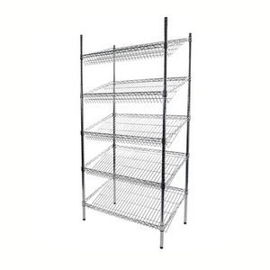 重型钢网展示架，带可调层板设计和旋转轮移动金属网展示架 - Product Image 1