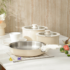 Purecook, Color personalizado, antiadherente, 3 capas, 2mm, acero inoxidable saludable, mango desmontable extraíble, sartén y olla <span class=keywords><strong>de</strong></span> cocina, juego <span class=keywords><strong>de</strong></span> utensilios <span class=keywords><strong>de</strong></span> cocina - Product Image 3