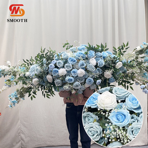 Camino de mesa de flores artificiales Rosa lavanda personalizable suave fila de flores de seda colorida decoración de boda - Product Image 2