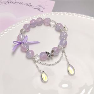 Pulsera de Cuentas de Cristal con Diseño de Mariposa y Lazo, Estilo Fantasía, para Niñas, Mujeres, Estudiantes, Pulseras de la Amistad, Regalo de Joyería - Product Image 4