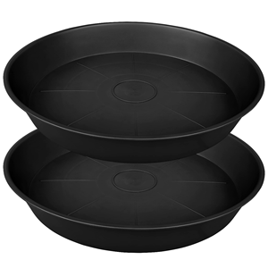 Plateau de pot de fleurs en plastique PP noir robuste, 7 tailles différentes, soucoupe ronde profonde, bac de récupération d'eau pour pots de jardin intérieurs et extérieurs - Product Image 1
