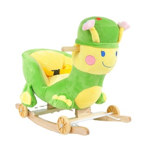 Chaise <span class=keywords><strong>à</strong></span> <span class=keywords><strong>bascule</strong></span> DR Baby en peluche pour enfants Dinosaure/Hibou/Ane/Abeille Rider Siège d'enfant Jouet de marche en bois Chevaux Rocker - Product Image 1