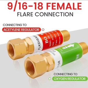 Adaptateur d'allumage anti-retour pour torche industrielle G3/8, régulateur d'oxygène/acétylène, en emballage blister 9/16 - Product Image 6