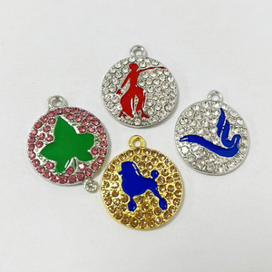 Colgante y dije de aleación clásica con diseño de niña griega, poodle, paloma, hiedra y letras, con diamantes de imitación, estilo 1922 1943, para collar, pendiente y pulsera - Product Image 6