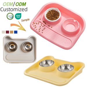 Pabrik mangkuk anjing kustom dapat dicuci hewan peliharaan anjing kucing mangkuk PP + baja tahan karat makanan anjing air mangkuk yang dapat dilepas dapat disesuaikan - Product Image 1