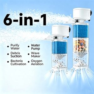 Filtro de Aquário Multifuncional 6 em 1 Moderno de Plástico com Sifão Submersível, Esponja Interna, Bio Bolas e Bomba de Oxigenação - Product Image 2