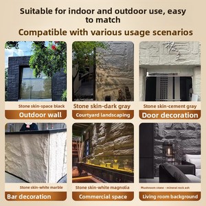 Panel de pared de cuero PU con diseño de piedra de hongo, piedra cultural ligera, para interior, con orificios, simulación 3D, venta al por mayor - Product Image 4