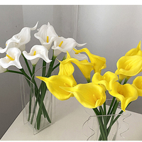 Lys Calla Artificiel en PU Effet Naturel, Fleur Artificielle pour Bouquet de Mariage, Décoration d'Intérieur, Composition Florale Artificielle