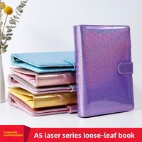 Carnet de reliure en cuir PU à la mode Macaron prêt à l'emploi tailles A5/A6 reliure à feuilles mobiles conception Laser colorée en gros