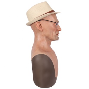 Máscara de silicona realista con barba arraigada, capucha masculina, Cosplay, tocado de Halloween, accesorio de película de fiesta, cubierta de cabeza de silicona para hombre viejo - Product Image 6