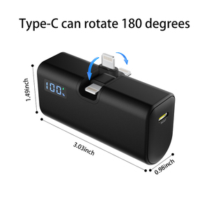 <span class=keywords><strong>Power</strong></span> Bank Portatile Personalizzato da Fabbrica 5000mAh Impermeabile con Display LED, Ricarica Rapida PD 20W/15W, Rotazione a 180 Gradi per Uso Esterno - Product Image 1