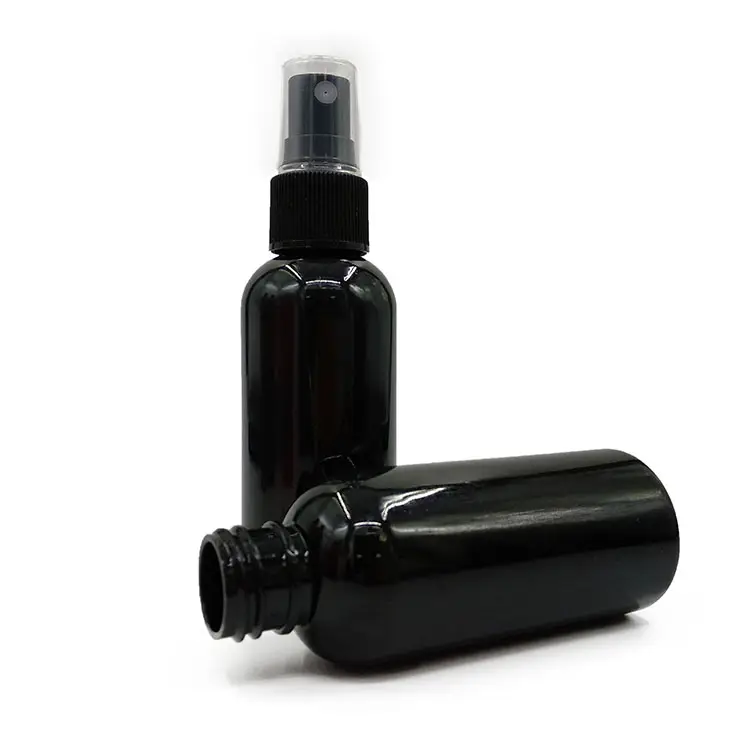 Siyah ince sis sprey şişesi 30ml 50ml 60ml 80ml 100ml 120ml 150ml PET püskürtücü pompa şişesi