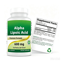 Capsules de complément alimentaire OEM, marque privée, capsules d'acide alpha-lipoïque naturel