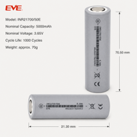 Venta de Fábrica: Baterías Recargables NMC 21700 EVE 50E 3.6V 5000mAh, Celda de Iones de Litio con Descarga 3C para Banco de Energía Solar