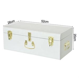 Cofre de almacenamiento de <span class=keywords><strong>metal</strong></span> blanco personalizado, organizador apilable de recuerdo de <span class=keywords><strong>metal</strong></span> con mango dorado - Product Image 3