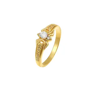 16512 xuping jewelry classic royal elegant fashion 24K gold set with diamond light luxury engraved letter ring