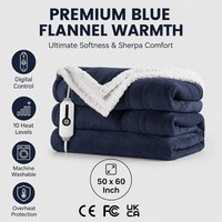 Surmatelas chauffant 50x60 pouces en flanelle et sherpa, couverture électrique à contrôle numérique, sûre et chaude, vente en gros directe usine