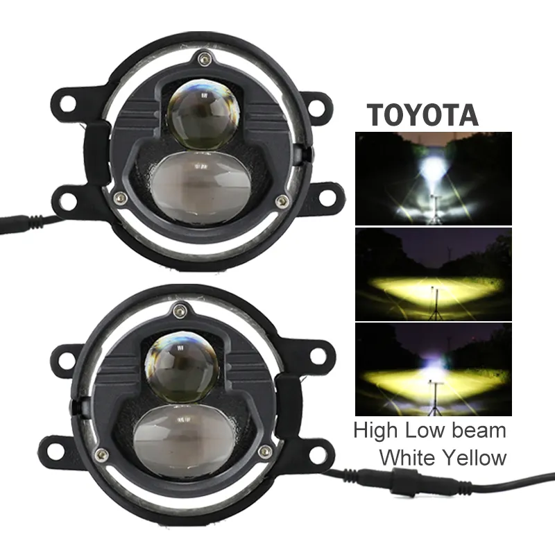 3Inch 40W Auto Off Road Led Fog Lamp High Low Combo Beam White Yellow Dual Color 3 Inch Led Fog Light for Toyota