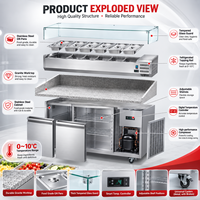 100% Haute Qualité En Acier Inoxydable Affichage Refroidisseur Cuisine Congélateur Pizza Tables De Préparation Réfrigérateur pour Commercial