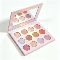 Palette de fards à paupières duochrome 12 teintes avec logo personnalisé, palette à marque privée avec miroir, plusieurs couleurs disponibles pour la vente en gros