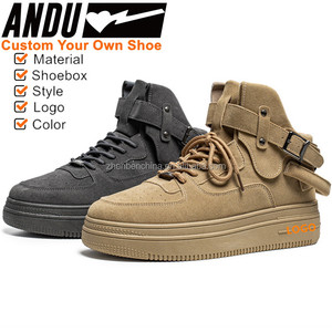 Zapatillas de deporte con logotipo de diseñador personalizado, fabricantes de zapatillas de Skate de moda de alta calidad, zapatos de suela gruesa, zapatos de cuero de gamuza, zapatillas de deporte con aumento alto - Product Image 5