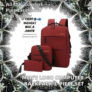 Mochila Impermeable para Computadora Unisex de Doble Correa con Puerto USB y Forro de Poliéster, Conjunto Casual de Tres Piezas - Product Image 2