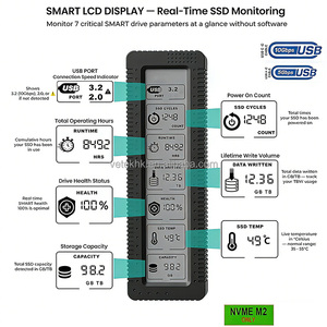 Carcasa para SSD NVMe M2 con Pantalla LCD, Aleación de Aluminio y Material ABS, USB C-C/C-A, Chipset REALTEK RTL9210 - Product Image 2