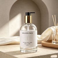Flacon de lotion en verre cristal lourd de luxe 250 ml, 350 ml, 500 ml, avec logo personnalisé, vide, pour lotion corporelle, lavage des mains, emballage cosmétique
